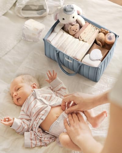 Blissful Diary Baby Diaper Caddy Organizer Dusty Blue