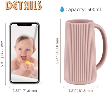 Nothomme Food Grade Silicone Rinse Cup for Kids with Blush Handle