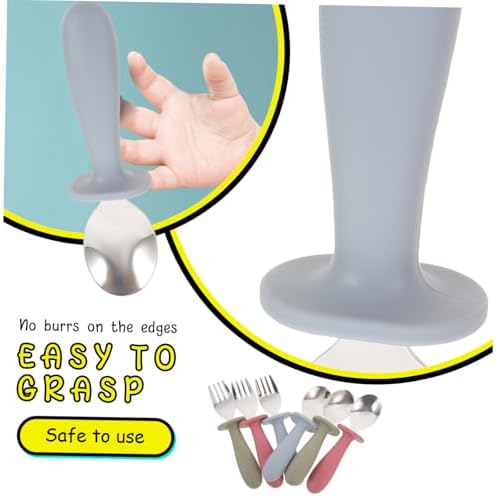 GRIRIW 6Pcs Handle Spoon and Fork Set for Babies