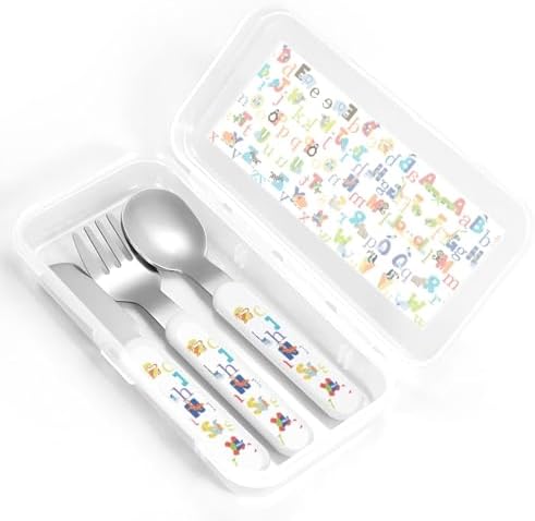 Colourful Animal Alphabet Silverware Set with Travel Case
