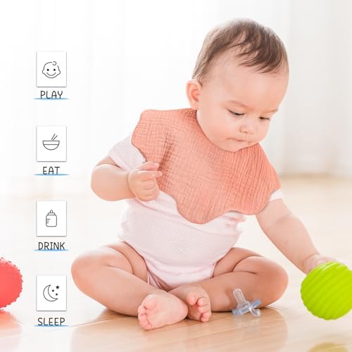 EllieHouse 10 Pack Muslin Baby Bibs for Teething and Feeding