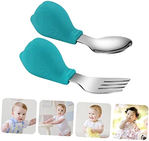 VOSAREA Training Fork and Spoon Set 2pcs for Babies