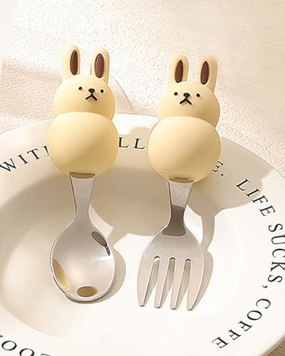 Toddler Utensils Set 1810 Stainless Steel with Case Bear Rabbit