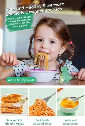 EIUBUIE Toddler Silverware Set 4pcs Durable 1810 Stainless Steel