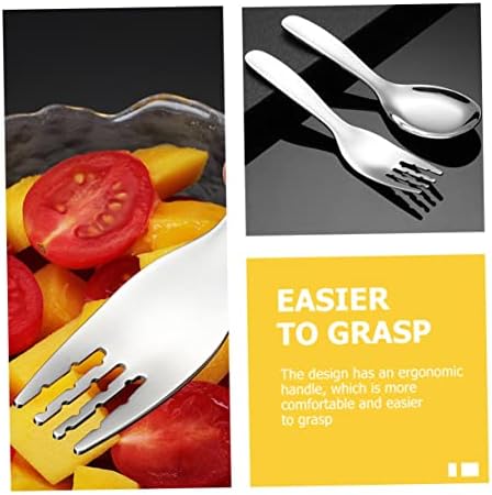 ORFOFE 2PCS Stainless Steel Spoon and Fork Set for Little Hands