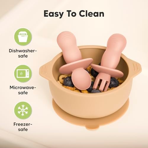 KeaBabies 4-Pack Silicone Feeding Set with 2-Pack Suction Bowls