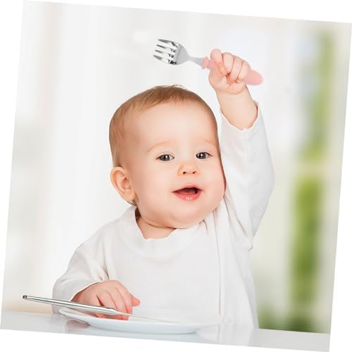 Unomor Kids Flatware Set Plastic Handle Stainless Steel Utensils Spoons Forks