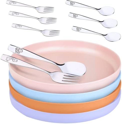 Asher Olivia 12-Piece Bamboo Toddler Plates Utensils Set