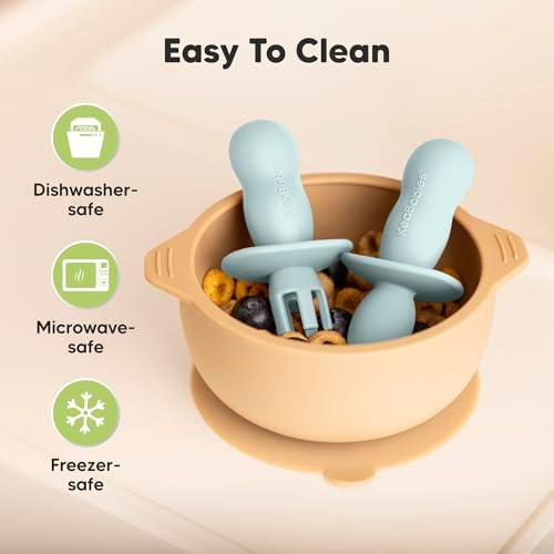 KeaBabies 4-Pack Silicone Baby Spoons Forks Set - BLW Safe Feeding Tools