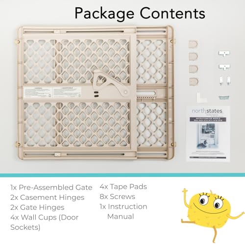 Toddleroo Supergate Ergo Baby Gate - Stair Doorway Safety 26 Tall Sand