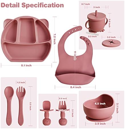 Tyulstory Pink Baby Feeding Set with Bib and Utensils 1