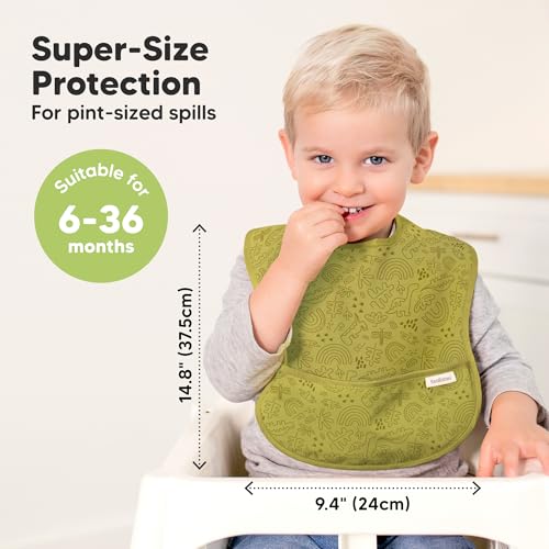 KeaBabies 3-Pack Waterproof Baby Bibs with Food Catcher 1
