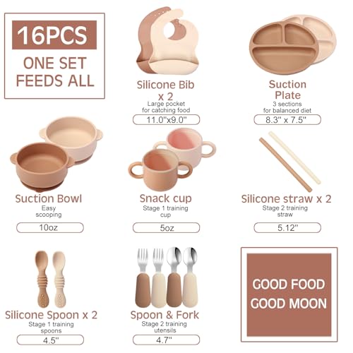 Yinder 16 Pcs Silicone Baby Feeding Set for 6 Months 1