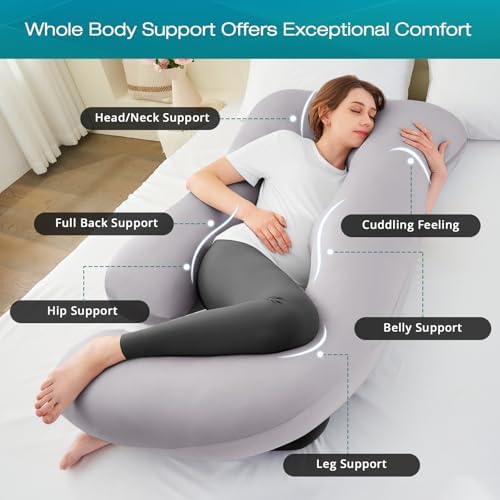 Sasttie U Shaped Pregnancy Pillow with Cooling Cover