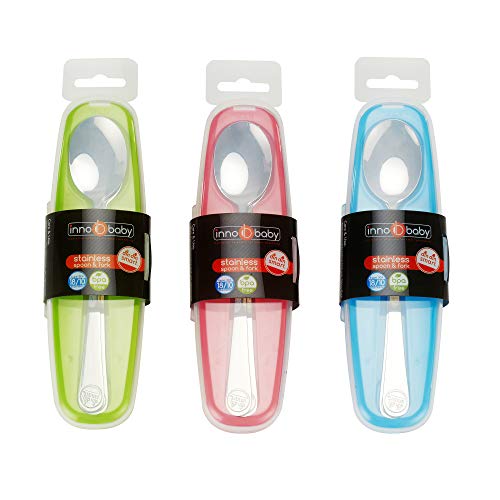 Innobaby Din Din Smart Stainless Steel Spoon and Fork with Carrying Case