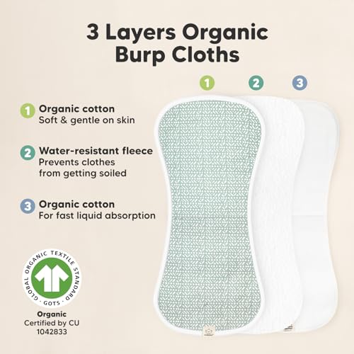 KeaBabies Organic Burp Cloths 5-Pack - 21 x 10
