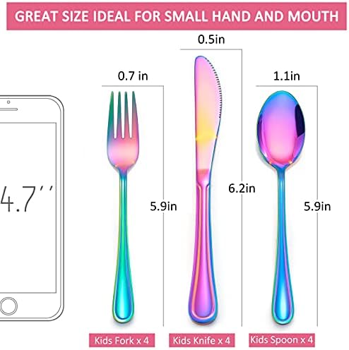 LIANYU 15-Piece Rainbow Kids Silverware Set 1
