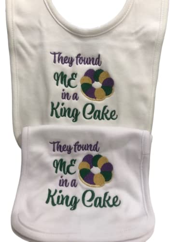 Handmade King Cake Bib Burp Cloth Set for Baby