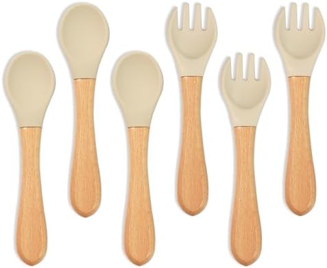 LITTLE RAWR Silicone Baby Spoons Forks 6 Pack