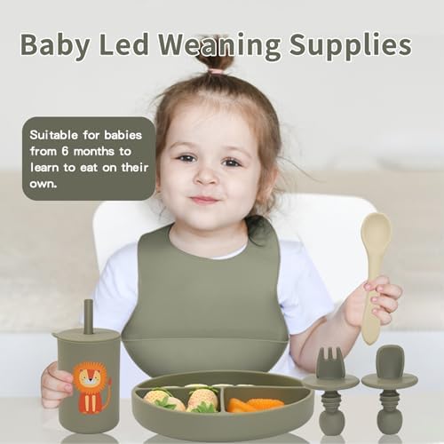 Little Rawr 8-Piece Silicone Feeding Set for 6 Months