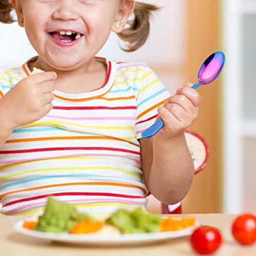 LIANYU 9 Piece Rainbow Kids Stainless Steel Spoon Set