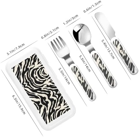 Zebra Animal Print Stainless Steel Utensils Set with Travel Case