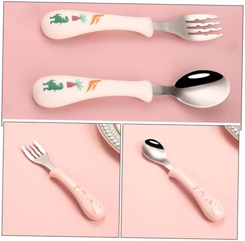 GLSTOY 3-Piece Cartoon Stainless Steel Fork Spoon Set