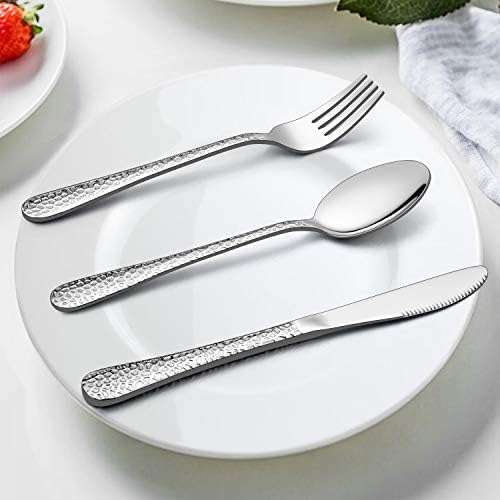 Hammered Kids Silverware Set 9 Piece Stainless Steel