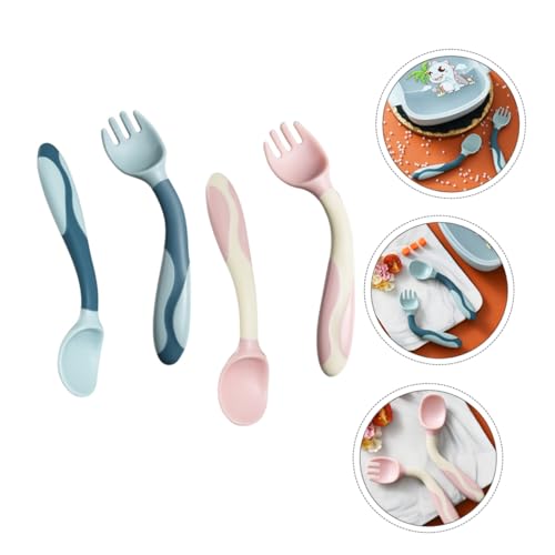 IWOWHERO 2 Sets Soft Spoon and Fork Training Utensils 1
