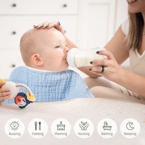 Synrroe Burp Cloths 4 Pack 6 Layers 100 Cotton
