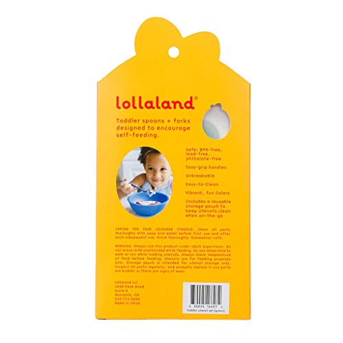 Lollaland 5 Piece Plastic Toddler Cutlery Set - Reusable with Travel Pouch Red
