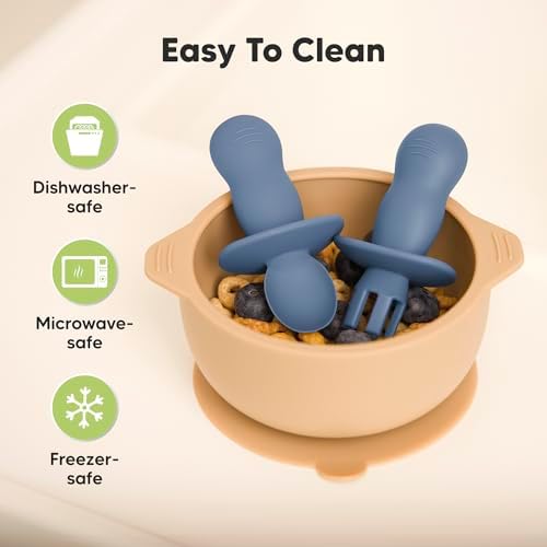 KeaBabies 4-Spoon Fork Set with 2-Bowl Suction Lids