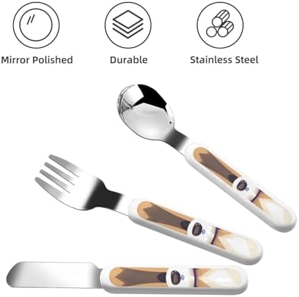 Cartoon Raccoon Print Stainless Steel Utensils Set with Travel Case