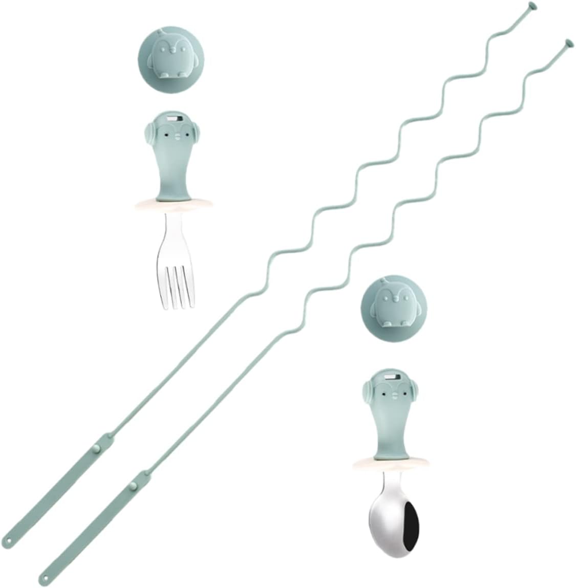 Mikinona 1 Set Silicone Spoon and Fork for Babies