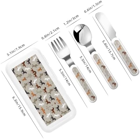 Cute Horse Print Cutlery Set with Travel Case 1