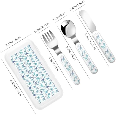 Giraffe Pattern Print Stainless Steel Utensils Set with Travel Case