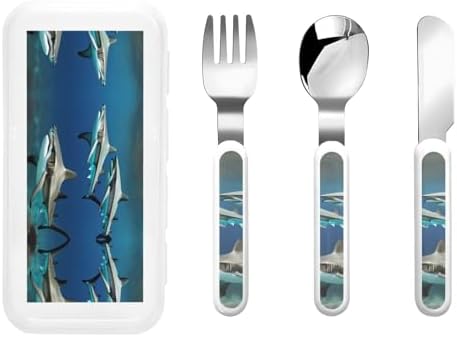 Hammerhead Shark Print Flatware Set with Travel Case