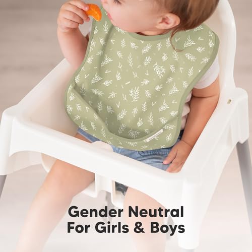 KeaBabies 3-Pack Waterproof Baby Bibs with Food Catcher