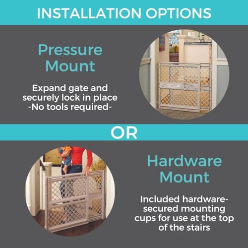 Toddleroo Supergate Ergo Baby Gate - Stair Doorway Safety 26 Tall Sand