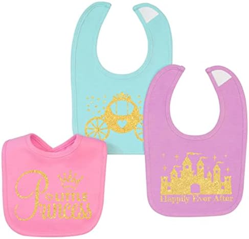 Aidens Corner Gold Princess Castle Bibs 3 Pack