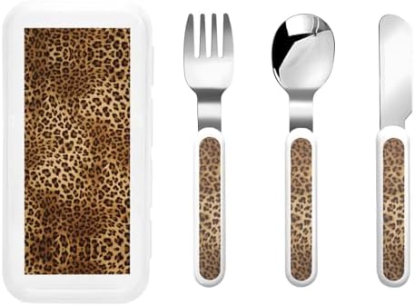 Cute Leopard Print Utensils Set with Travel Case