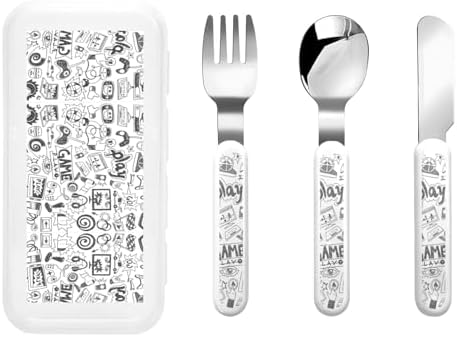 Video Game Boys Print Utensil Set with Travel Case