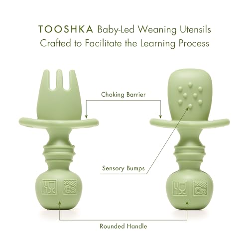 Tooshka Baby Utensil Set 3 pcs Self Feeding Spoons and Tiny Cup