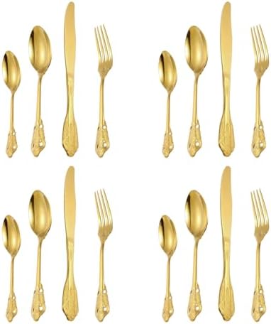 Uxcell 4-Piece Stainless Steel Flatware Set - Gold