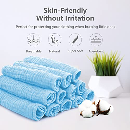 Sweet Dolphin 12 Pack Muslin Burp Cloths 20x10in 100 Cotton
