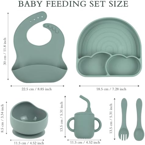 6-Piece Silicone Baby Feeding Set with Strong Suction