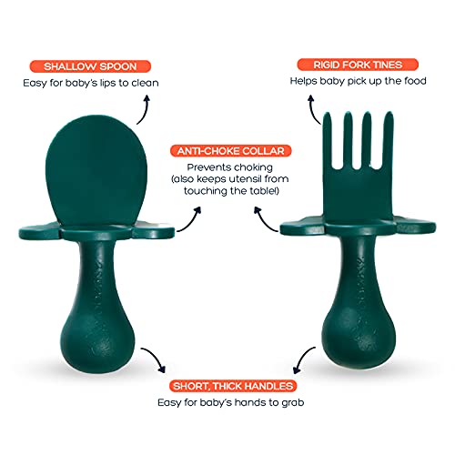 Grabease Baby Spoons Set BPA-Free for Baby Toddler Green