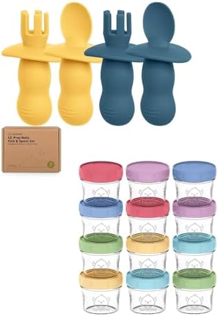 KeaBabies 4-Pack Silicone Feeding Set 12-Pack Food Storage Containers