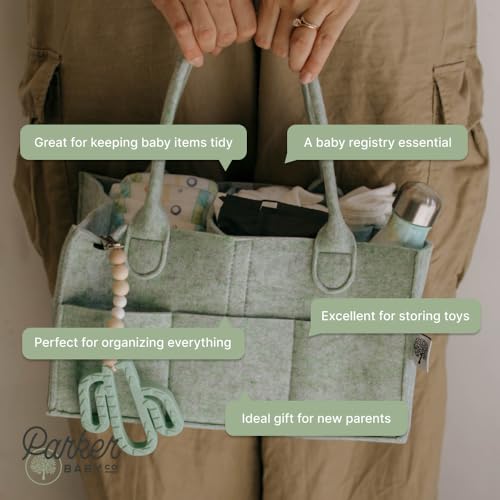 Parker Baby Diaper Caddy - Large Sage Green