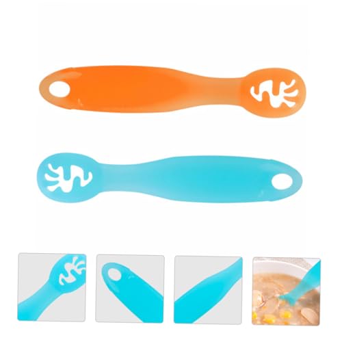 Toyvian 2PCS Safe Silicone Spoons for Babies and Travel